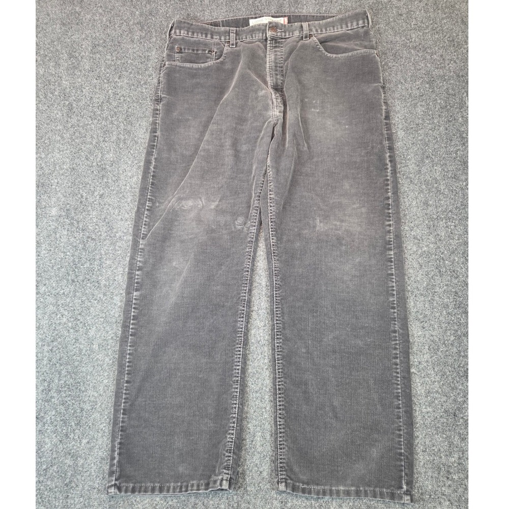 Levis 569 Loose Straight Corduroy Pants Mens 38x30 Charcoal Gray 5-Pocket Cords